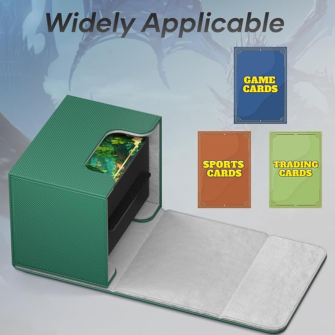 Mlikero Card Deck Box, Commander Deck Box Holds 100+ Double-Sleeved Cards with 2 Dividers, Leather Magnetic Closure Card Box Fit for MTG, TCG (Green) - Image 3