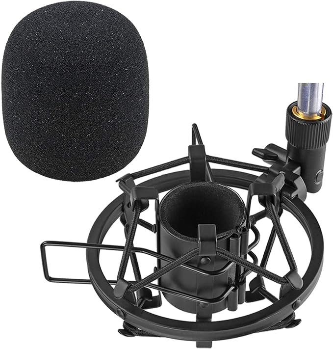 SUNMON SM58S Microphone Shock Mount Holder with Foam Windscreen for Absorbe Vibration and Noise, Pop Filter Suitable for SM58S, SM58 Dynamic Mic by sunmon