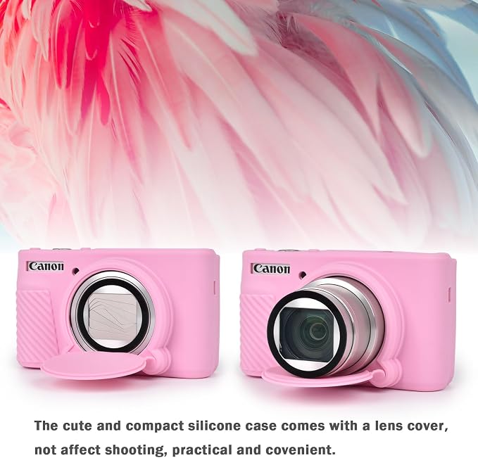 MUZIRI KINOKOO Case for Canon Powershot SX740/SX730 HS Digital Camera - Soft Protective Cover SX740 SX730 HS Camera Silicone Sleeve with Removable Lens Cover - Anti-Slip & Anti-Scratch - Pink - Image 8
