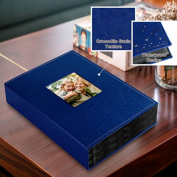 Ywlake Photo Album 4x6 300 Pockets, Leather Photo Albums Holds 300 Horizontal Only Pictures Blue - Image 2