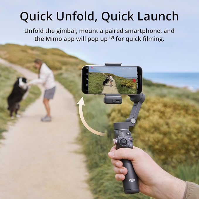 DJI Osmo Mobile 7P + Mic Mini TX (Infinity Black), Gimbal Stabilizer | For iPhone & Android, Native Tracking, Audio Reception, Lighting, 3-Axis Phone Gimbal, Built-in Extension Rod & Tripod - Image 5