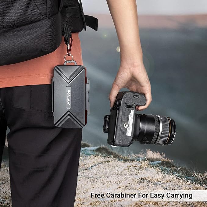 PROfezzion Memory Card Case for 6 CF/Cfast, 12 SD/SDXC/SDHC & 18 Micro SD | 36 Slots Memory Card Holder, Water-Resistant & Anti-Shock, Hard Shell with Rubber Interior, Snap-On Locking & Easy Carrying - Image 7