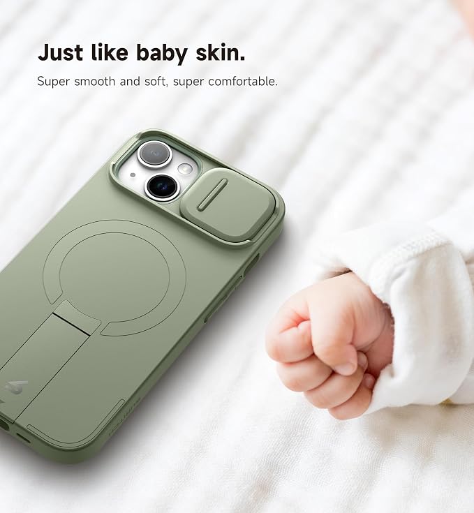 SURITCH for iPhone 13/14 Case with Magnetic Camera Slide Cover and Adjustable Kickstand, Compatible with MagSafe, Shockproof Bumper Case Slim Protective Cover for iPhone 13/14 6.1 Inch, Green - Image 6