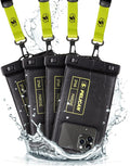 Pelican 4 Pack Marine Waterproof Phone Pouch (Regular) -Black/Hi-Vis Yellow | Touchscreen IP68 Floating Waterproof Phone Case w/Detachable Lanyard - Fits All Phones - Beach Cruise Ship Travel Essentials by Pelican