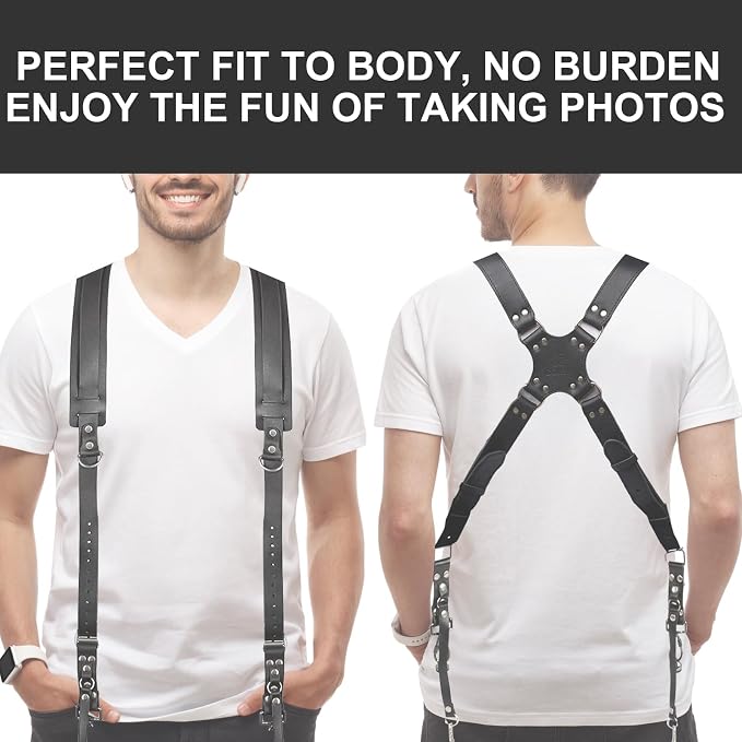 Camera Harness, Dual Camera Harness for Photographers, Leather Camera Strap for Two-Cameras for DSLR/SLR Strap - Image 4