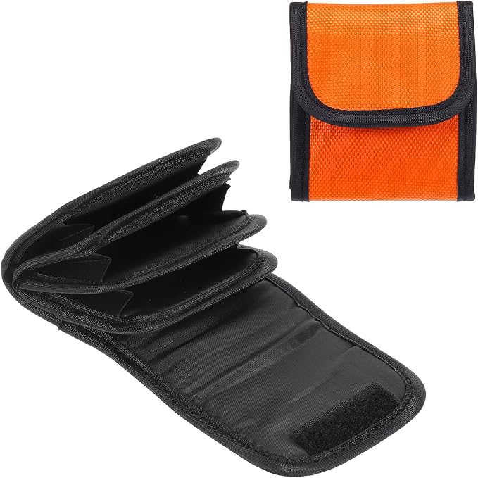 PATIKIL Lens Filter Case, 4-Pocket Camera Filter Case Portable Lens Filter Pouch Photography Fit Camera Bag Pocket Drone for 25mm-58mm, Orange | Portable Photography Lens Filter Pouch, Fit Camera Bag Pocket Drone by PATIKIL