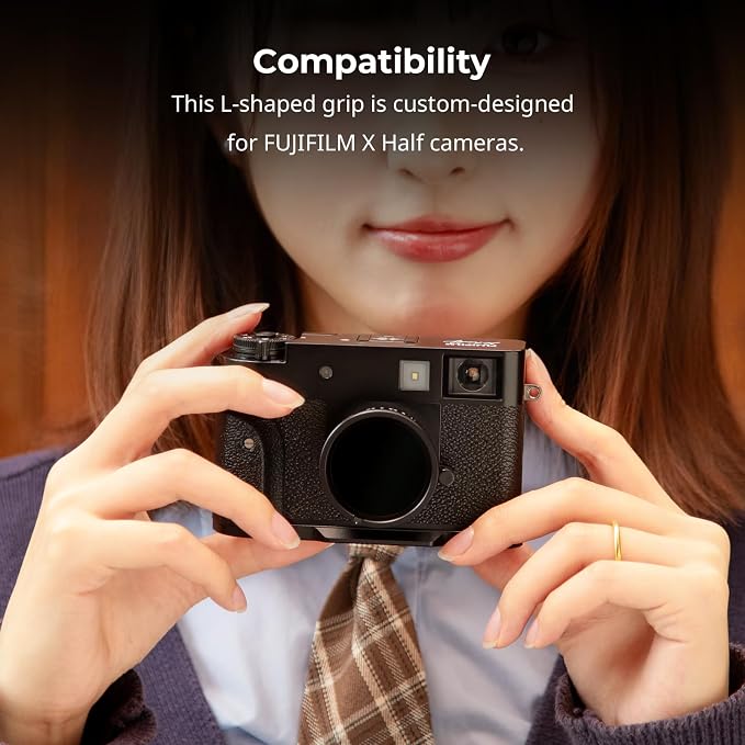 SmallRig X Half L-Shaped Grip for FUJIFILM X Half Camera, Built-in Quick Release Plate for Arca, Lightweight Ergonomic Silicone Handle with Hot Shoe Cover (Black) - 5332 - Image 2
