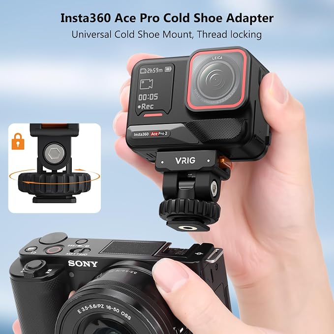 VRIG AC-44 Magnetic Quick-Release Cold Shoe Mount for Insta360 Ace Pro 2 | Cold Shoe Adapter & 1/4" Thread Tripod Adapter Compatible DSLR Camera Hot Shoe, Tripod, Action Camera Accessories - Image 2