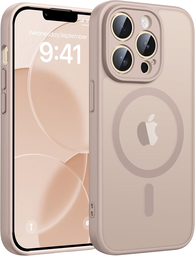 FNTCASE for iPhone 13 Pro Max Case, Fit for Magsafe, Full Camera Protection | Translucent Matte Magnetic Phone Back, 14FT Military Grade Drop Proof, Slim Shockproof Protective Cover, Desert Gold by FNTCASE