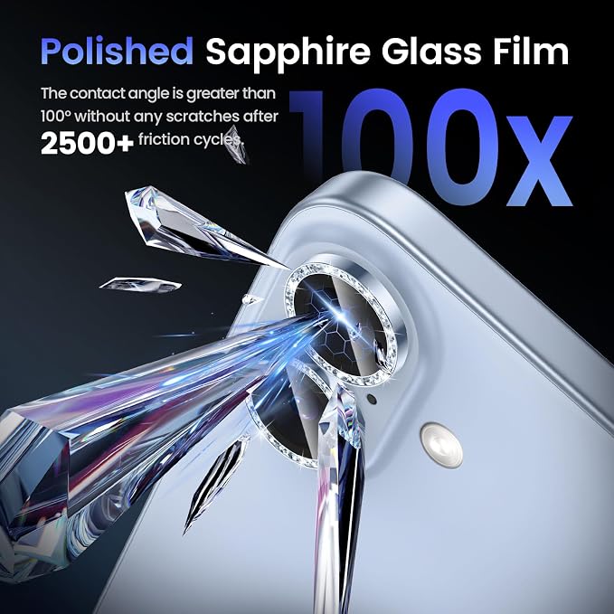 Tensea for iPhone 17 Camera Lens Protector Bling, Camera Screen Cover | Camera Screen Protector, Metal Individual Ring with 9H Tempered Glass for iPhone17, HD Clear, Easy Install, Full Protection - Image 6