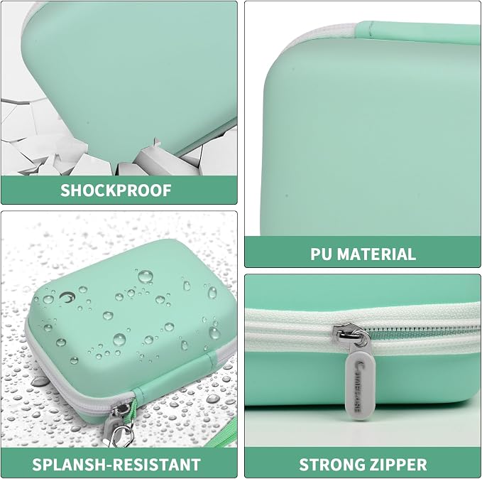 Comecase Digital Camera Case for Kodak PIXPRO FZ45 FZ55, Light Green | Fits Cameras up to 4.33 x 3.07 x 2.3 in, Pre-Cut Foam, Elastic Strap&Hand Strap, Mesh Pocket for Accessories, Case Only - Image 3