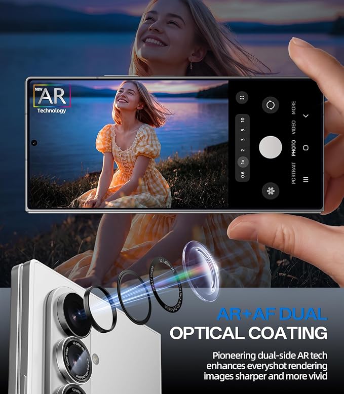 HelloDeere for Galaxy Z Fold 7/Z Fold 8 Ultra Camera Lens Protector Military-Grade 9H+ Tempered Glass AR Optical Tech HD Anti-Glare Anti-Scratch Metal Individual Ring Easy Install Case Friendly Silver - Image 4