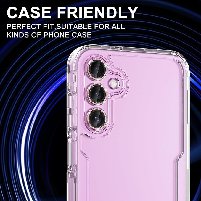 for Samsung Galaxy A35 5G Camera Lens Protector, Individual Metal Ring Tempered Glass Lens Cover, [Strong Adsorption] Scratch Resistant Ultra-Thin HD Clear Lens Cover, 1 Set-Pink Sparkly - Image 5