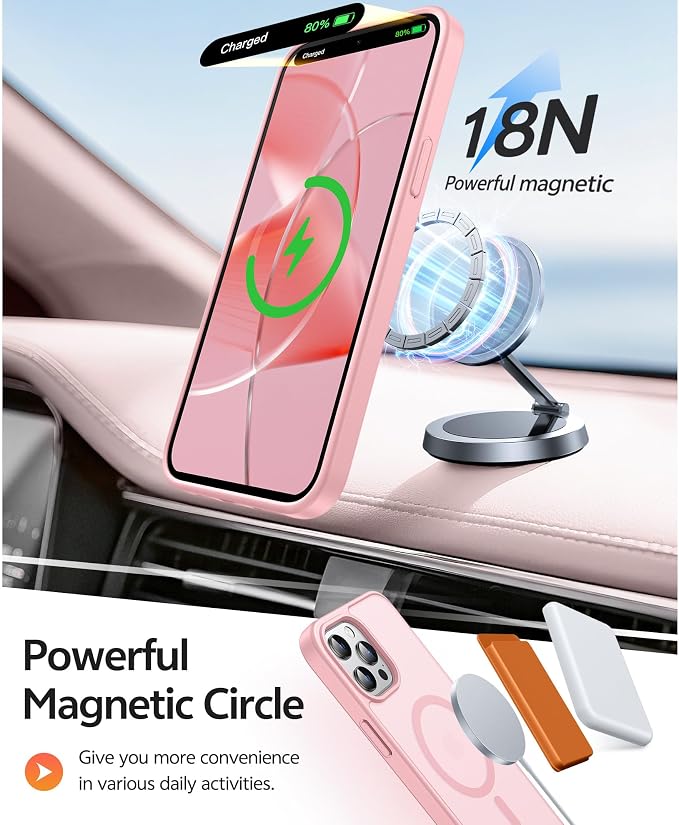 FNTCASE for iPhone 12 Pro Max Case, Fit for Magsafe, Translucent Matte Back | Strong Magnetic Charging, Shock Absorbent, 14FT Military Grade Drop-proof, Anti Slip, Light Pink - Image 3
