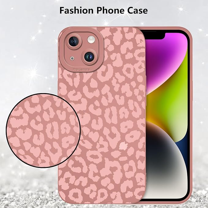 Cute Pink Cheetah Print Phone Case for iPhone 14 Plus 6.7" | Aesthetic Leopard Pattern Design Cover Full Camera Lens Protective Shockproof Soft Slim TPU Funda for Women Girls - Image 6