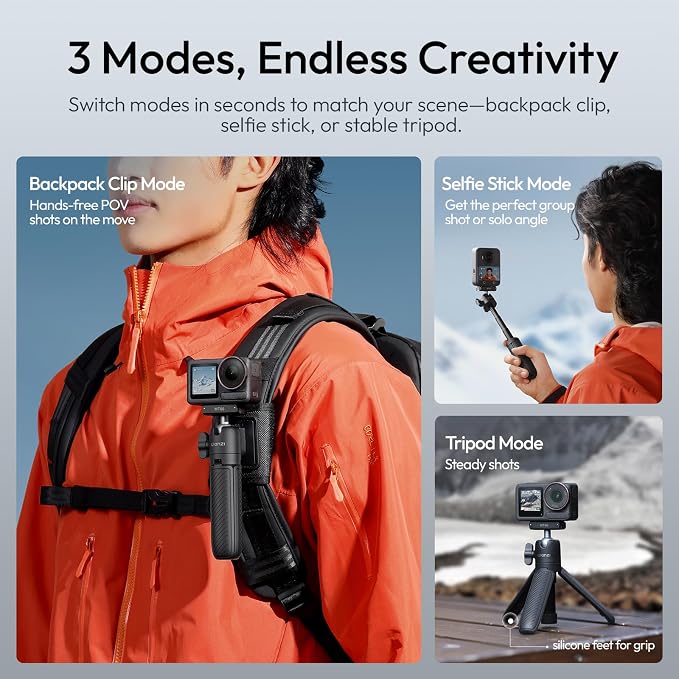 ULANZI MT66 Magnetic Mini Extension Rod Selfie Stick Tripod Handle | with Backpack Strap Mount, Quick Release Tripod for DJI Osmo Action 5 Pro/4/3/Osmo 360, for Vlog Video Recording - Image 5