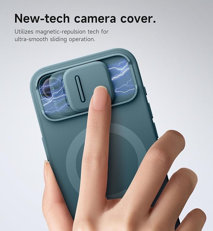 SURITCH for iPhone 17e/16e Case with Magnetic Camera Slide Cover and Adjustable Kickstand, Compatible with MagSafe, Shockproof Bumper Case Slim Protective Cover 6.1 Inch,Lake Green - Image 4