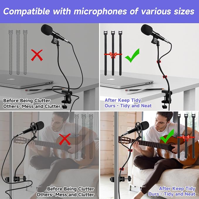 2-in-1 Podium Microphone Holder & Mic Holder -13.78" Flexible Gooseneck Desktop Mic Stands Holder for Lectern Podium Podcast Meetings Lectures Pulpit Streaming Gaming Studio (Upgrade) - Image 6