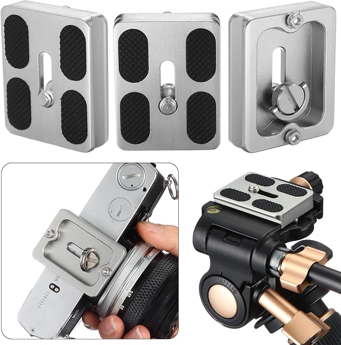 Frienda Quick Release Plate Tripod 1/4-20 DSLR,Pu50,Titanium Color | Tripod Mount Plate, Camera Tripod Mount for DSLR Camera Tripod Ball Head , Metal, 1.9 x 1.5 x 0.4 Inch - Image 4