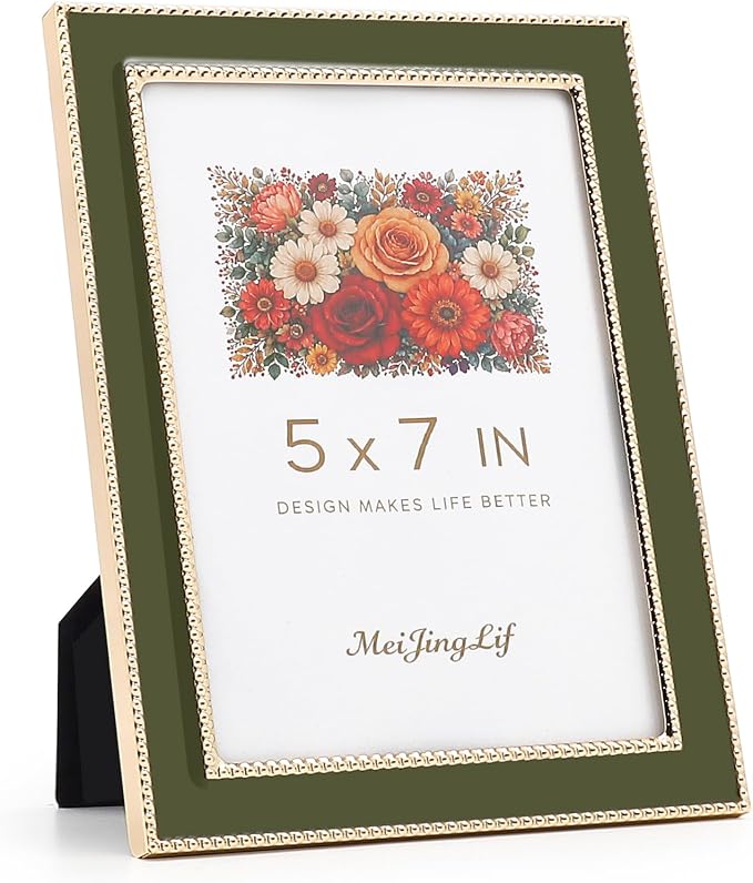 Premium Metal Picture Frame 5x7 Inches with Velvet Back Cover - Elegant and Durable Photo Frame for Displaying Cherished Memories, Perfect as Desk Decor, Home Office Accessory,Green picture frame by Unknown