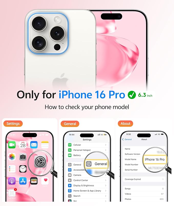 FNTCASE for iPhone 16 Pro Case, Fit for Magsafe, with Screen Protector | Full Camera Protection, Translucent Matte, 14FT Military Grade Drop Proof, Shockproof Protective Phone Cover, Light Pink - Image 2