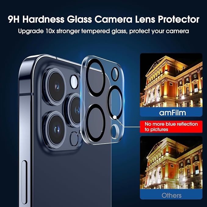 amFilm OneTouch for iPhone 15 Pro Max Screen Protector 6.7'' Tempered Glass | Auto-Alignment, 30s Install, Bubble Free, Scratch & Drop Protection, HD Clear, Camera Lens Protector, 2+2 Pack (15P-6.7'') - Image 6