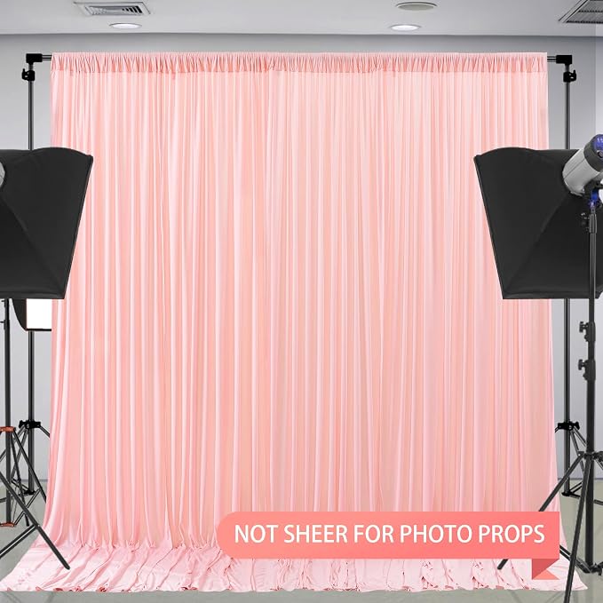 Blush Pink Backdrop Curtains-Wrinkle-Free Polyester Photography Drapes Party Curtain Background for Baby Shower Wedding Decorations- 24 X10FT - Image 6