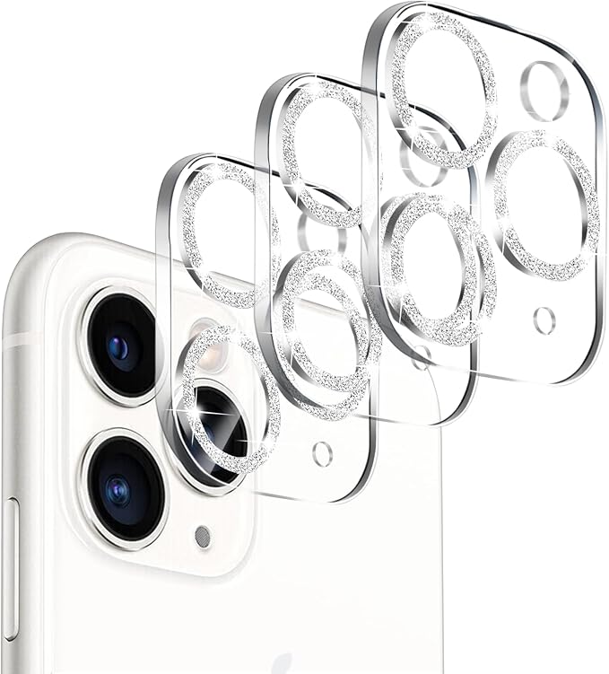 3 Pack Dengduoduo Tempered Glass Camera Lens Protector for iPhone 11 Pro 5.8" & iPhone 11 Pro Max 6.5", Bling Sparkle, Ultra HD, 9H Hardness, Anti-Scratch, Case Friendly, Easy to Install [No Affect on Night Shots] by Dengduoduo