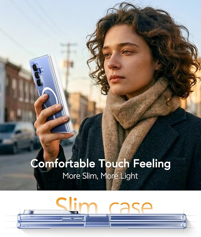 FNTCASE for Samsung Galaxy Z Fold 7 Case, Hinge Protection, Fit for Magsafe | Screen Protector, Clear Anti Yellowing, Magnetic Back, 18FT Military Grade Drop Proof, Protective Phone Cover, Transparent - Image 8