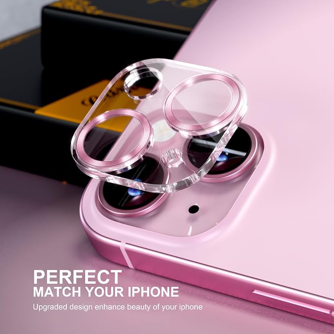 for 6 Pack iPhone 15 / iPhone 15 Plus Camera Lens Protector [Drop Protection] [Case Friendly] [Easy Installation] 9H Tempered Glass Camera Screen Protector Cover Accessories, CD Pink - Image 5