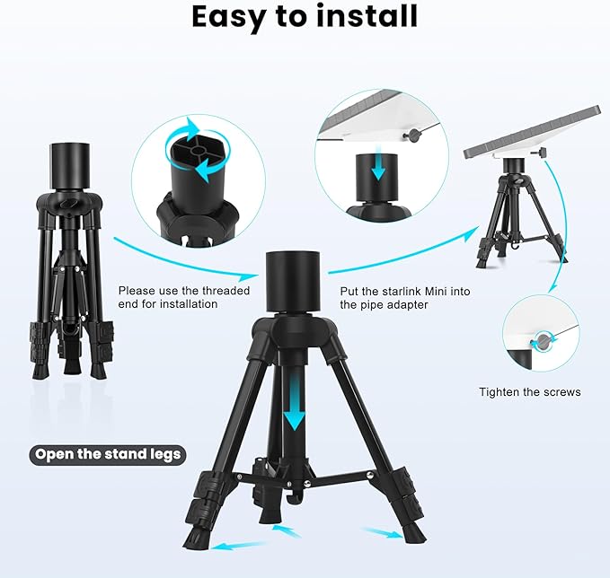 Starlink Mini Tripod Stand Mount with Aluminum Adapter Height Adjustable | for All Starlink Mini Models Portable Sturdy Starlink Mini Stand for Camping RV Travel Outdoor Setups - Image 6