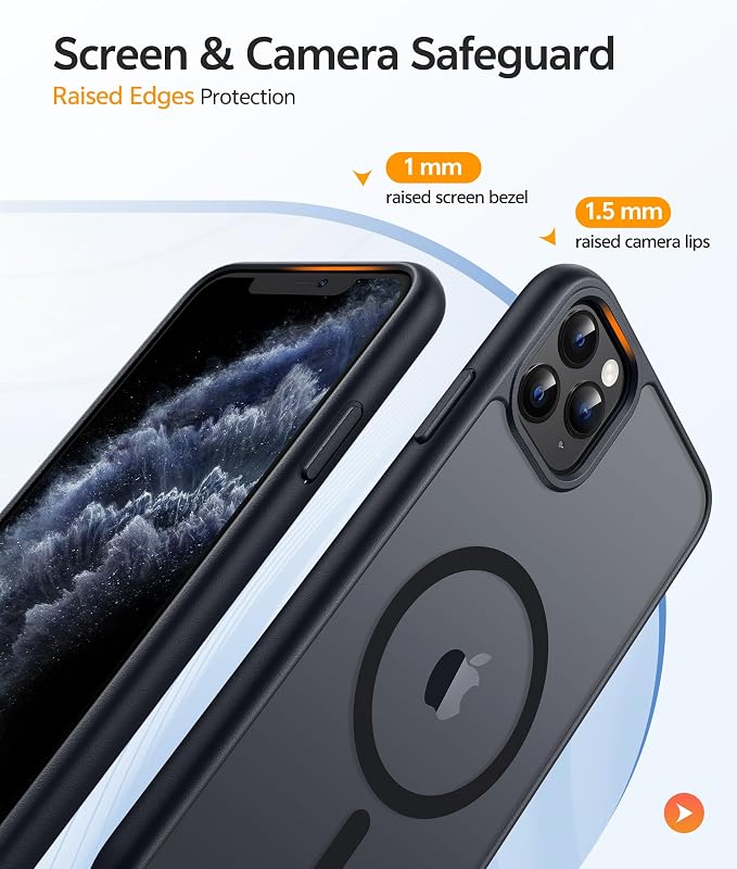 FNTCASE for iPhone 11 Pro Case, Fit for Magsafe, Translucent Matte Back | Magnetic Phone Cases, 14FT Military Grade Drop Protection, Shockproof Bumper, Slim Protective Cover, Black - Image 4