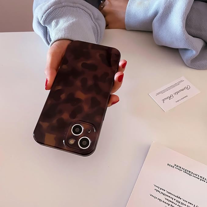 Aesthetic Tortoise Shell Phone Case for iPhone 14 Pro Max Brown | Retro Cool Girl Leopard Print, Brown Amber Cheetah Cute Chic Trendy Full Camera Protective Cover for Women - Image 6