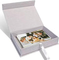 5x7" Archival Photo Storage Box with Lid – Stackable Memory Keepsake Organizer for Photos, Certificates, Jewelry & Scrapbooking Supplies, Photo Cases and Postcard Keeper Storage Container Box Grey by Sprsthai