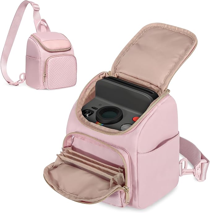 Camera Sling Bag Compatible with Polaroid Now, Flip, Now+, Go Gen2 | Crossbody Camera Case with Adjustable Strap, Multiple Pockets for Instant Film Camera Bag, Protective Carrying Bag by Prokva