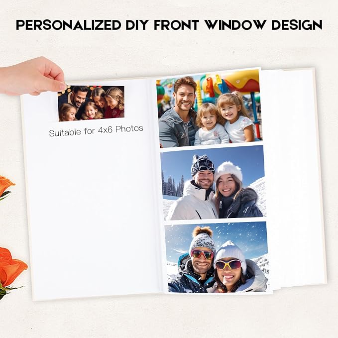 Aevdor 4x6 Photo Album, Holds 360 Photos, Linen Cover, Beige | Horizontal 4x6 Photo Format Only, Easy-View Clear Pockets, Family, Wedding, Baby, Travel and Graduation Prints - Image 4