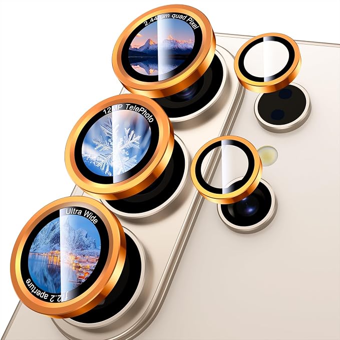 Uyiton for Samsung Galaxy S26 Ultra Camera Lens Protector, Unique Design | Case-Friendly, Not Easy to Break, Military-Grade Sapphire Glass with Aluminum Metal Rear Camera Screen Cover, Orange - Image 8