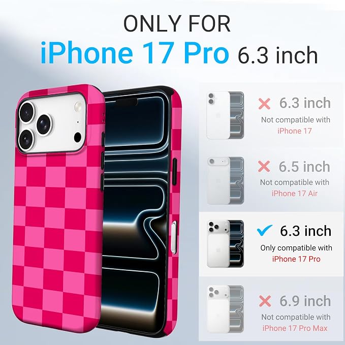 TPU Phone Case for iPhone 17 Pro, MagSafe Wireless Charging Compatible, Shockproof Slim Fit Protective Cover with Anti-Yellowing & Raised Camera Protection (Grid 2, iPhone 17 Pro(6.3")) - Image 2
