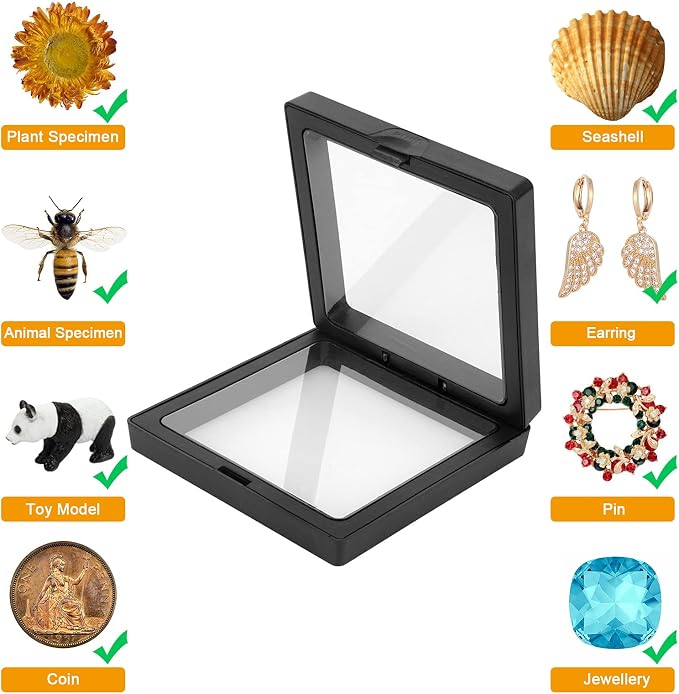 Linkstyle 10PCS 3D Floating Frame Display Stand, Challenge Coins Display Holder Case, Jewelry Specimen Medallions Storage Box Suspension Frame - Image 4
