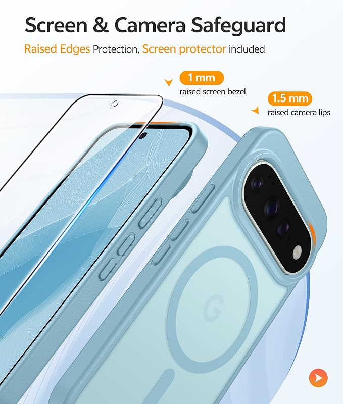 FNTCASE for Google Pixel 11 Pro Case / Pixel 11 Case, with Screen Protector | Fit for Magsafe, Translucent Matte, 14FT Military Grade Drop Protection, Shockproof Protective Phone Cover, Teal - Image 4