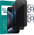 2+2 Pack Privacy Screen Protector for iPhone 15 Pro Max, 6.7 Inch | With Camera Lens Protector, Tempered Full Screen Glass, Anti-Spy, Bubble Free, Case Friendly by AVOAR
