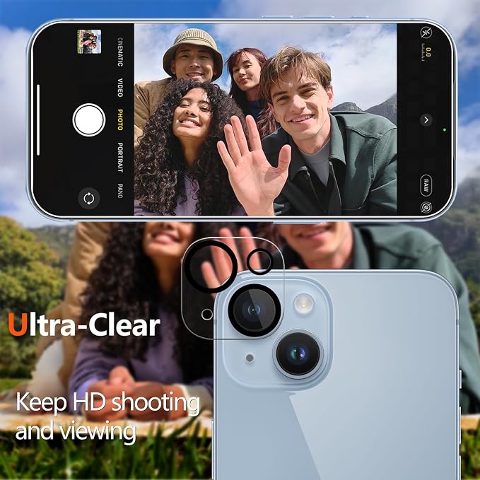 2 Pack Tempered Glass Screen Protector for iPhone 14 6.1-Inch | with 2 Pack Camera Lens Protector, Anti Scratch, Bubble Free, Case Friendly - Image 5