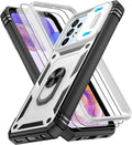 Gritup for Galaxy A23 5G Case Military-Grade Shockproof with Kickstand | (   ) with 2 PCS Screen Protector, Slide Camera Cover, Heavy Duty Funda para A 23 5G Cover, White+Black by Gritup
