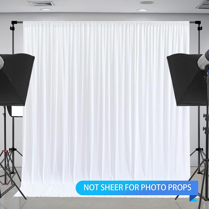 White Backdrop Curtains 2 Panels, 10 Feet Wrinkle-Free Polyester Photography Backdrop Drapes for Wedding Baby Shower Party Background Backdrop Stand- 8FTX10FT (White) - Image 4