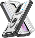 Gritup for Samsung A36 Phone Case: Samsung Galaxy A36 Case with Screen Protector*2 | Magnetic Stand & Slide Camera Cover, Shock Proof Military-Grade para A 36 Cover, White+Black by Gritup