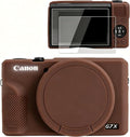 VOVMOEYA Camera Case for Canon Powershot G7 X Mark III with 2PCS Screen Protector,Full Pritection Soft G7X III Silicone Case Detachable Lens Cover Protective Cover for Canon G7XIII G7X3-Brown by VOVMOEYA