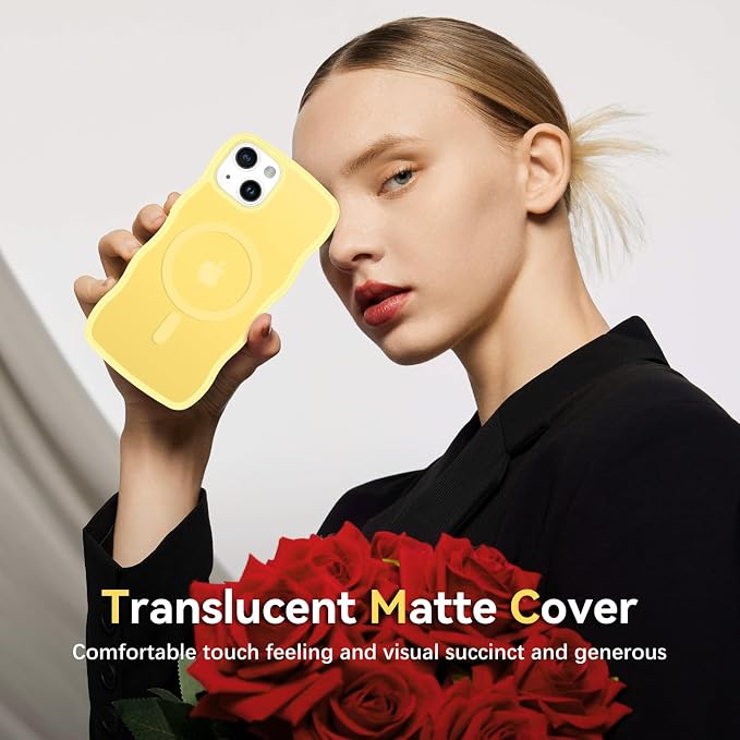 BENTOBEN Magnetic for iPhone 15 Plus/14 Plus Case,Cute Wavy Frame [Compatible with MagSafe] Translucent Matte Women Girls Boys Men Cute Shockproof Protective Cover for iPhone 14 Plus/15 Plus,Yellow - Image 7