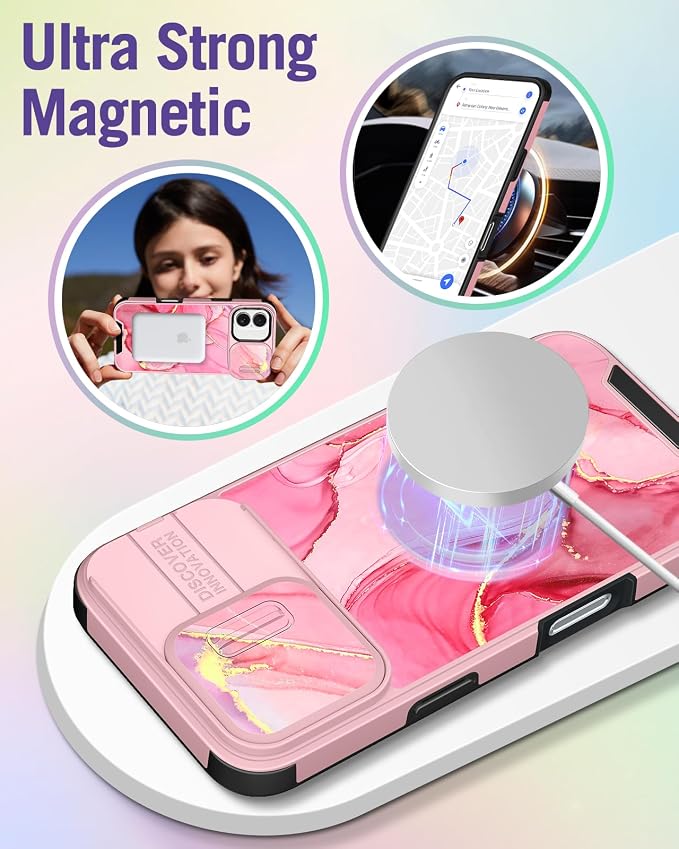 Buleens for iPhone 17 Case 6.3 Inch - with Ring Stand & Camera Cover Aesthetic Cute Designed for Women Girls Pretty Girly Fashion Unique Teens Phone Case for iPhone 17 Compatible with Magsafe - Image 4
