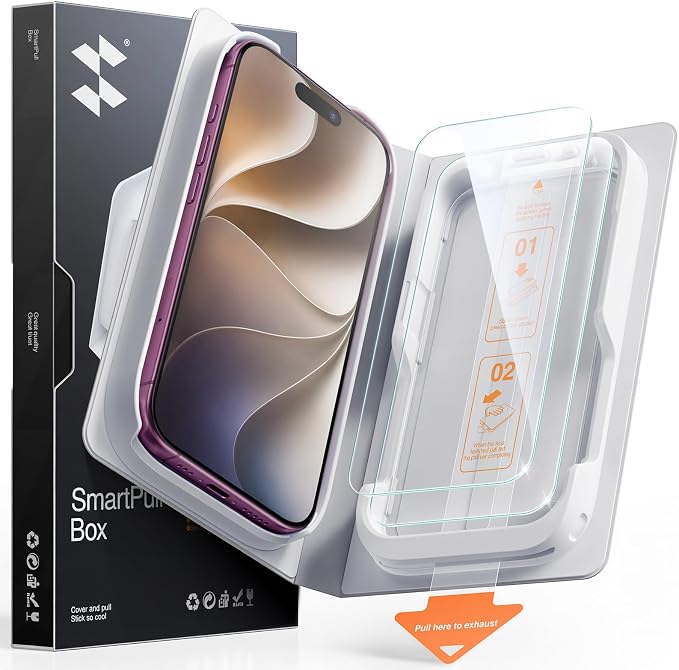 SMARTDEVIL 2-Pack Tempered Glass Screen Protector for 2027Pmax, SmartPull Box Bubble-Free Instant Install Applicator, 9H Military-Grade Protection, Case-Friendly by SmartDevil