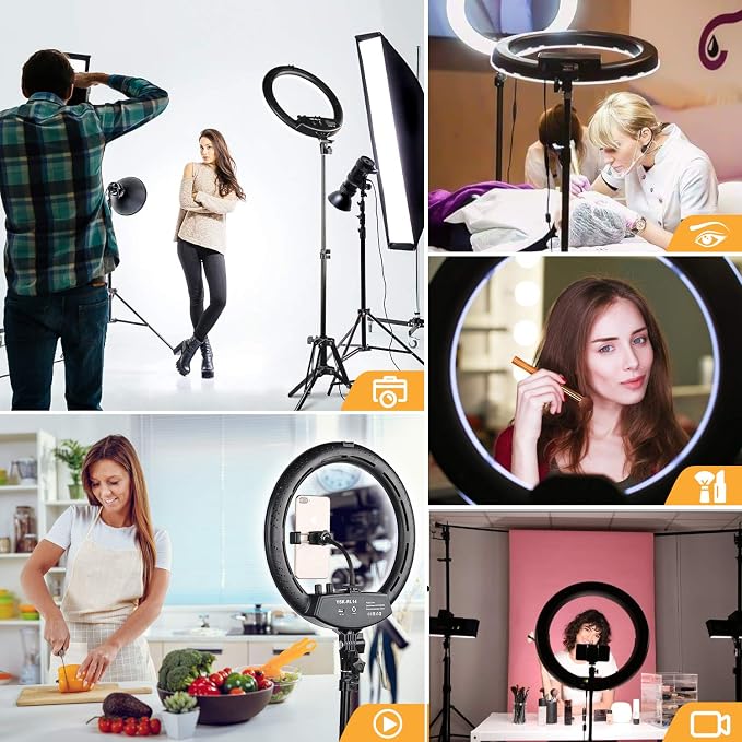 Ring Light with Tripod Stand, Yesker 14 Inch LED Ringlight Kit with Phone Holder Adjustable Color Temperature Circle Lighting, Led Photo Beauty Ring Lights for Camera for Vlog, Makeup, Video Shooting - Image 5